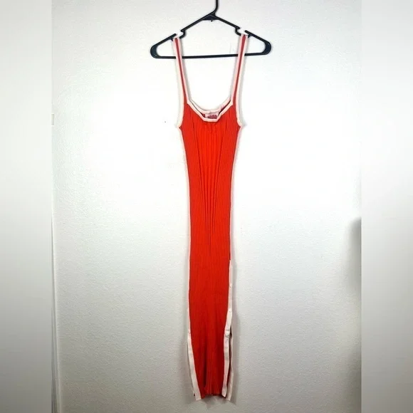 Solid & Striped Kimberly Dress in Flame Rib size M - Picture 3 of 9